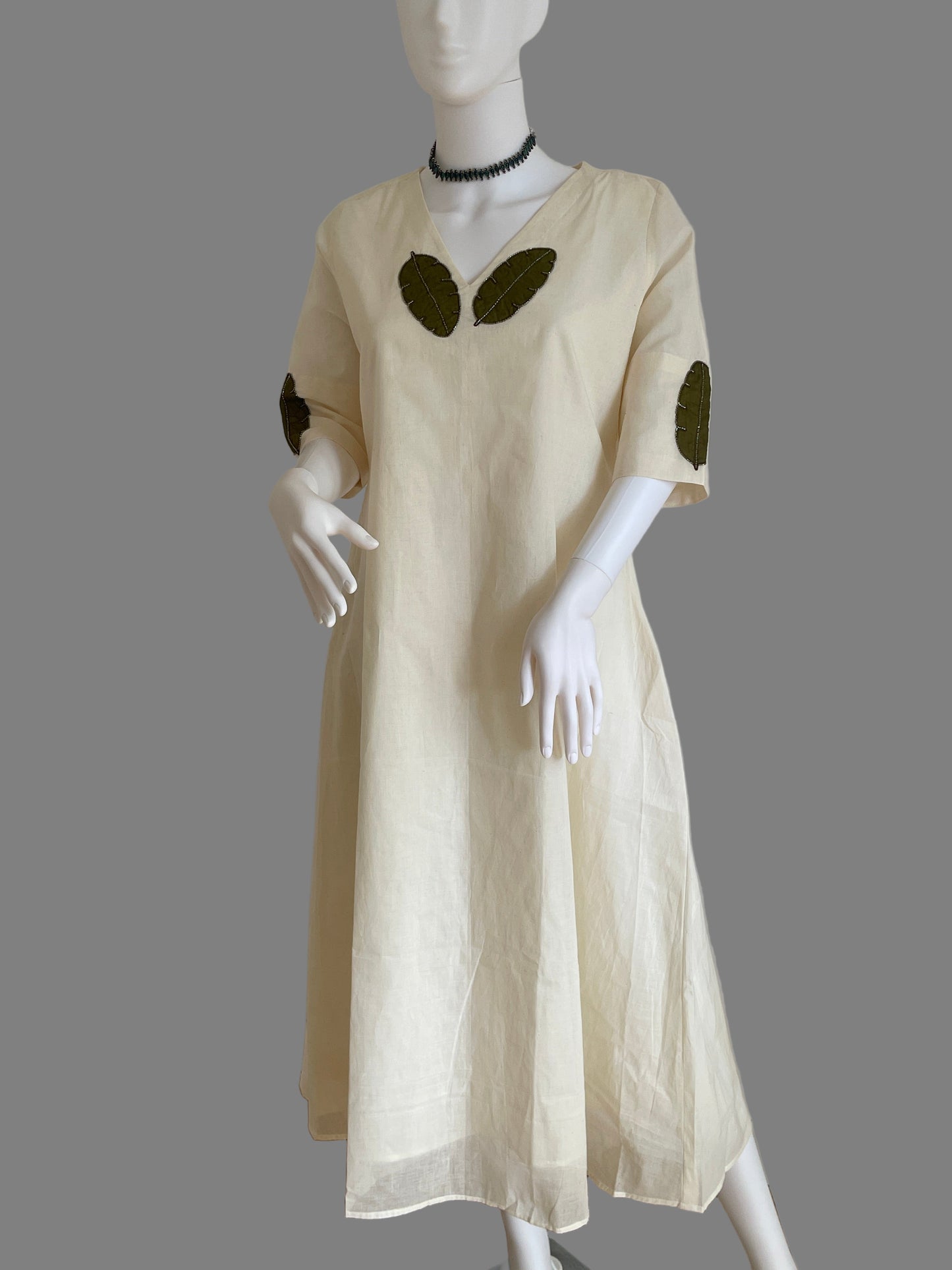 A line dress- green floral