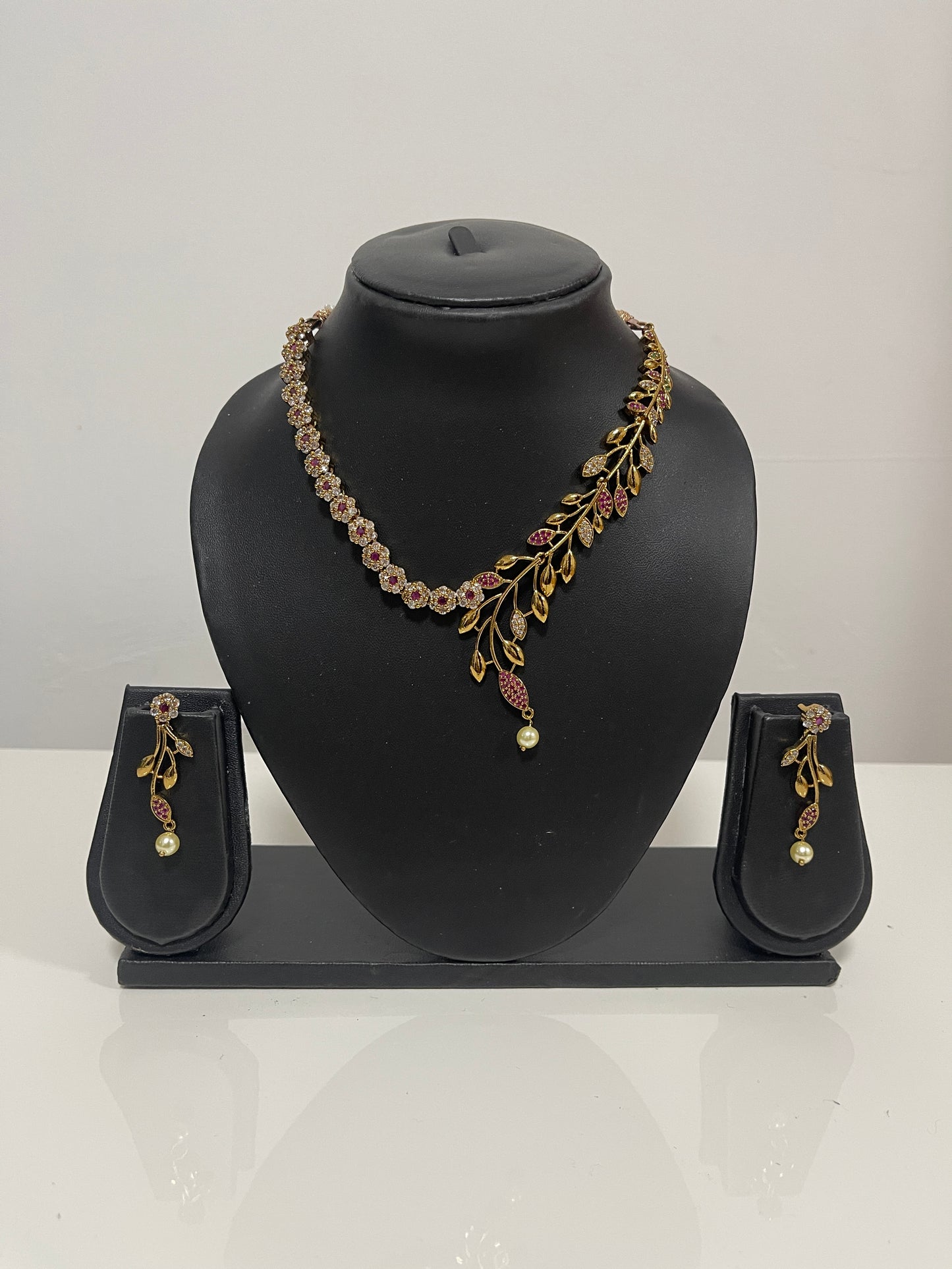 AD Stone Necklace and earrings